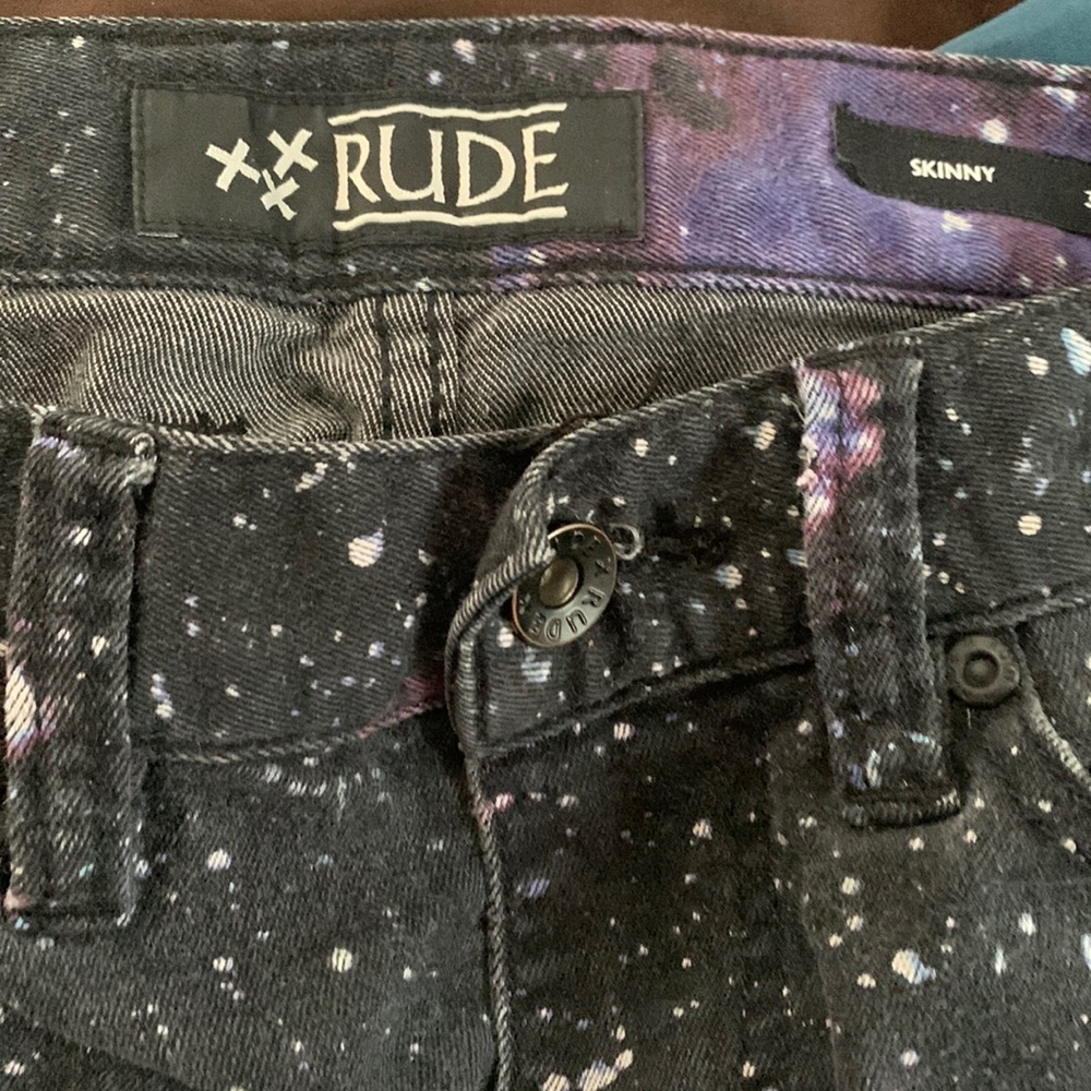 Rude From Hot Topic Galaxy / Universe Black Skinny Jeans Size 30